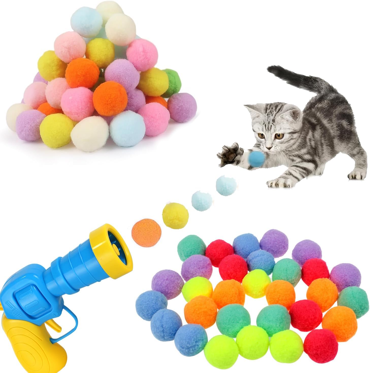 YumSur Interactive Cat Toys, Cat Ball Toy Launcher,Cat Ball Gun with