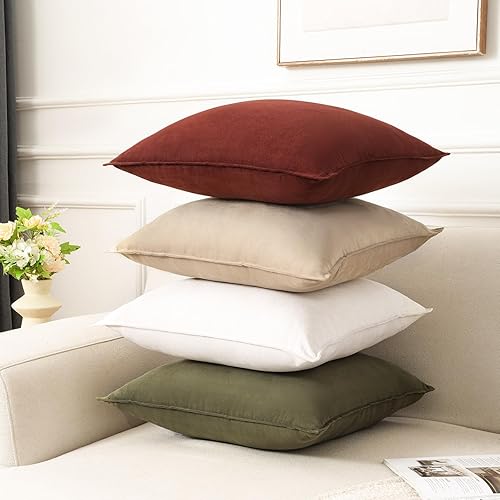 Miniatura 5 de Zealax Paquete de 2 fundas de almohada de color óxido, almohadas decorativas suaves para sofá y cama, 18 x 18 pulgadas, fundas de almohada otoñales