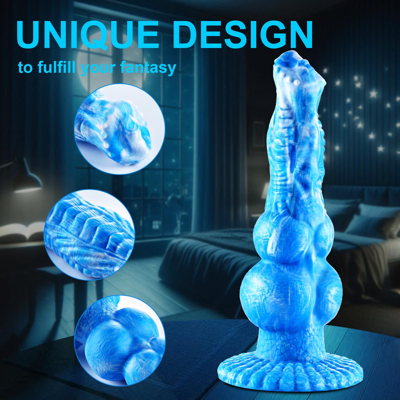 Dildo realistico a forma di drago, dildo spesso con 2 nodi da 22 cm, lungo dildo in silicone a forma di cane,dildo anale di mostro fantastico con ventosa,giocattolo per il punto G per coppie femminili