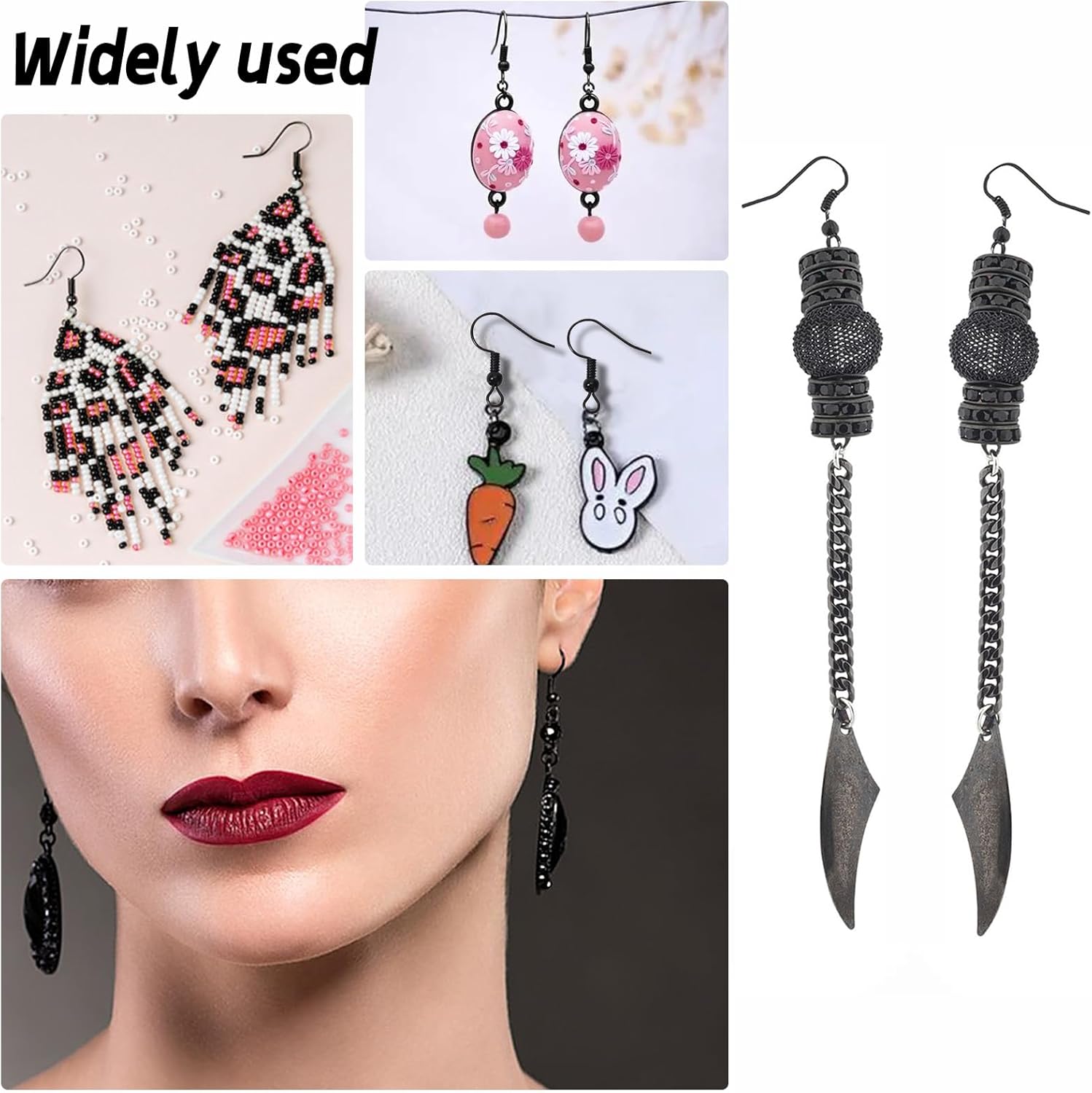 TOAOB 100pcs Earring Hooks Hypo Allergenic French Ear Wires with Ball and Coil 18mm Black Fish Hook Earrings Making Supplies Jewelry Findings - Image 7