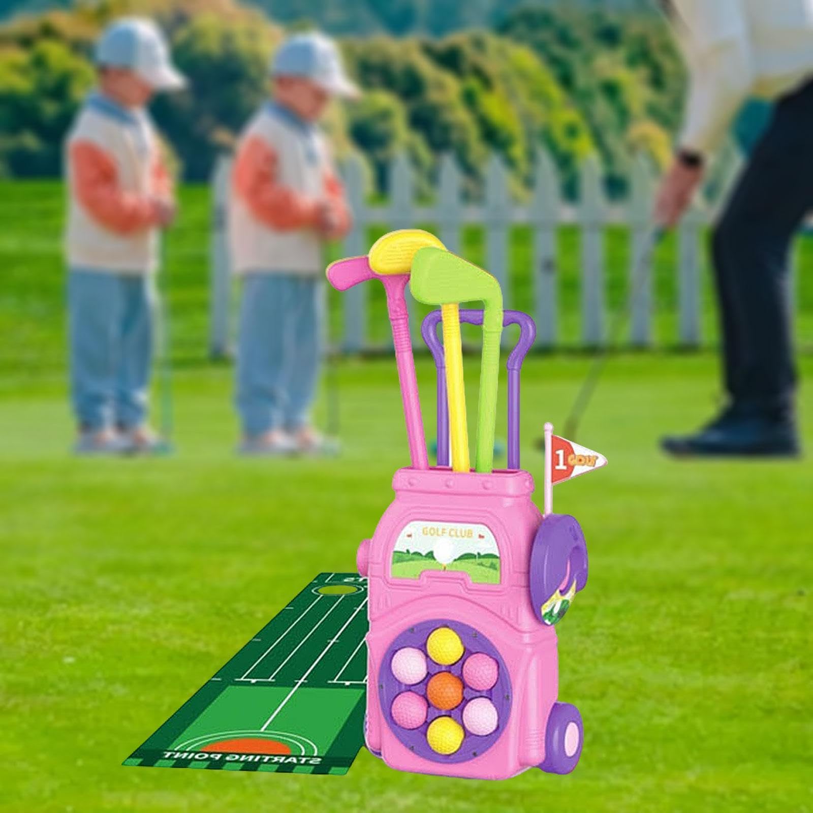 Set di Giocattoli da Golf per Bambini, Sport all'Aria Aperta, Coordinazione Occhio-Mano, Set di Giocattoli da Golf per I più Piccoli, Rosa