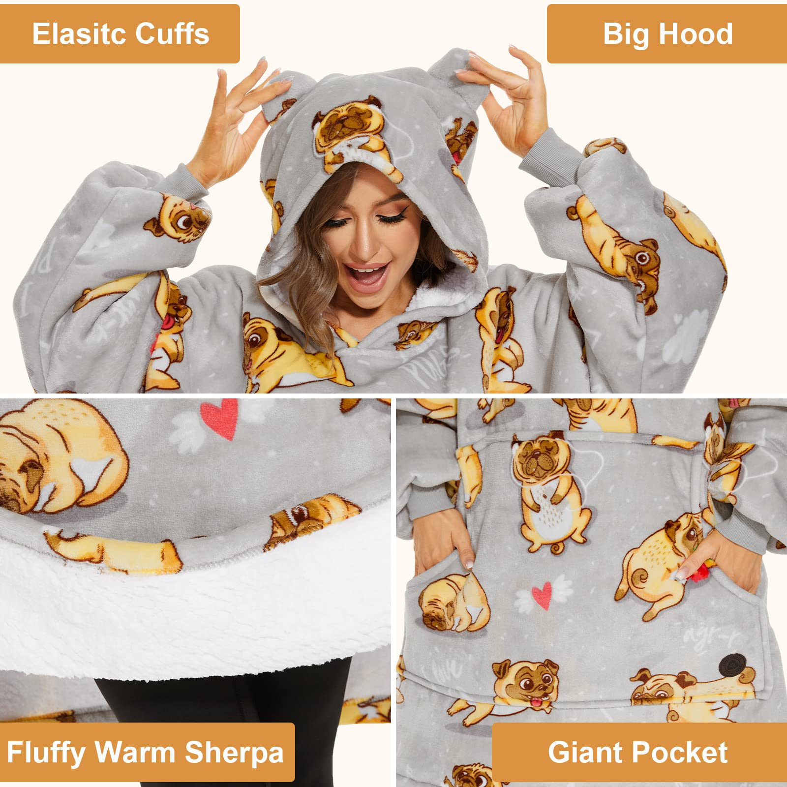 THREE POODLE Sudadera Manta con Capucha, Oversize Bata Manta Polar Mujer para Niños, con Capucha Ultra Suave y Cálida, Sudadera para Mujer, Hombre y Niño, Regalo - Size A, Yoga Cat