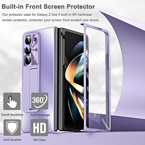 Miniatura 10 de Miimall Funda compatible con Samsung Galaxy Z Fold 4 con S Pen, protector de pantalla frontal integrado + soporte + soporte para bolígrafo, funda de