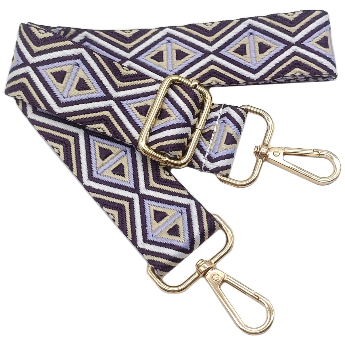1221 Adjustable Shoulder Strap for Bags, Beige Dark Purple, Bag Straps for Changing, Bag Strap Wide with Carabiner Gold, 80-130 cm Shoulder Strap Bag for Women, Shoulder Strap, Handbag, 3.8 cm, 1221