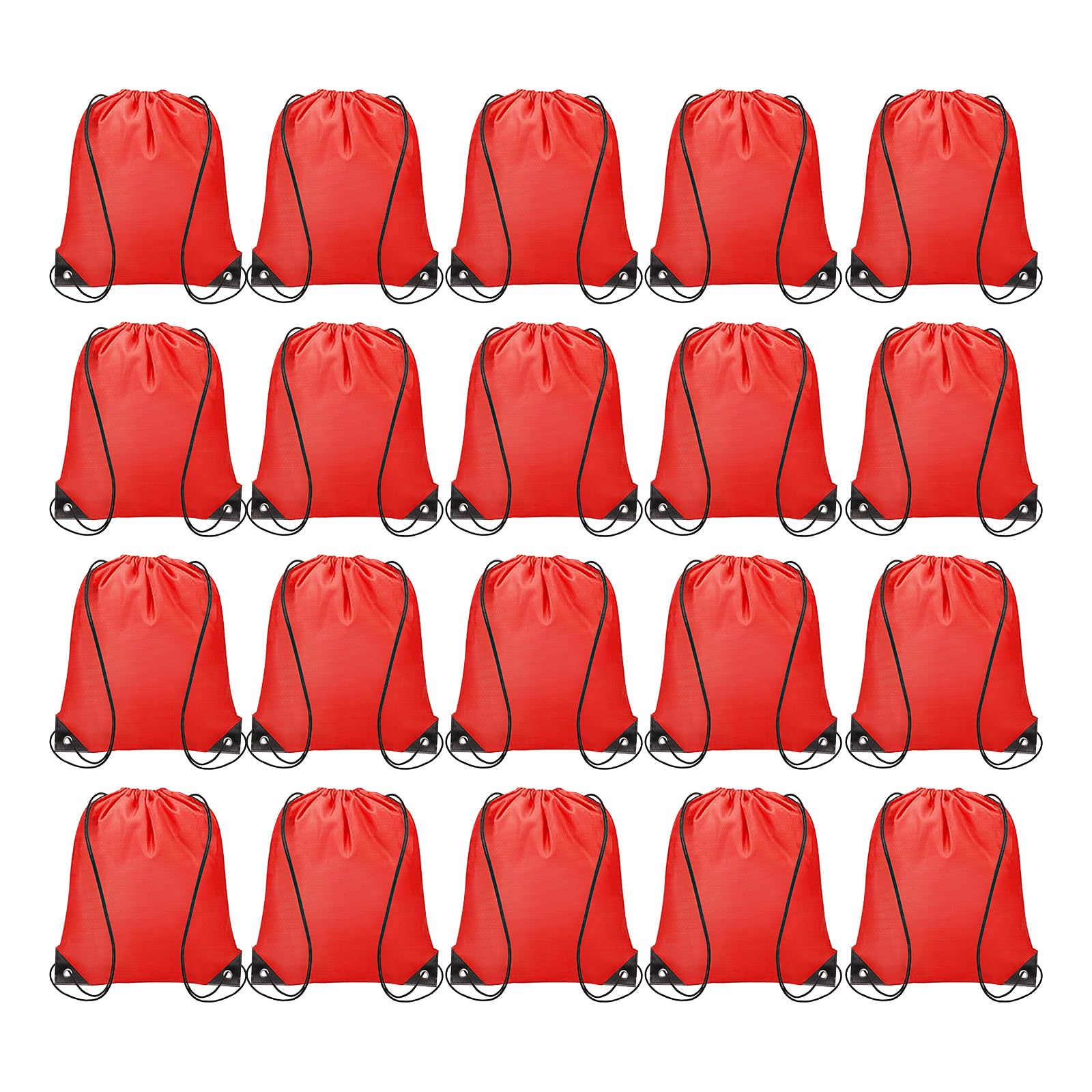 sourcing map 20pcs Drawstring Bags Draw String Backpack Bulk Polyester Sport Draw String Bag Gym Sack Cinch Tote String Backpack for Gym Party Sport Trip Swimming Beach, Red