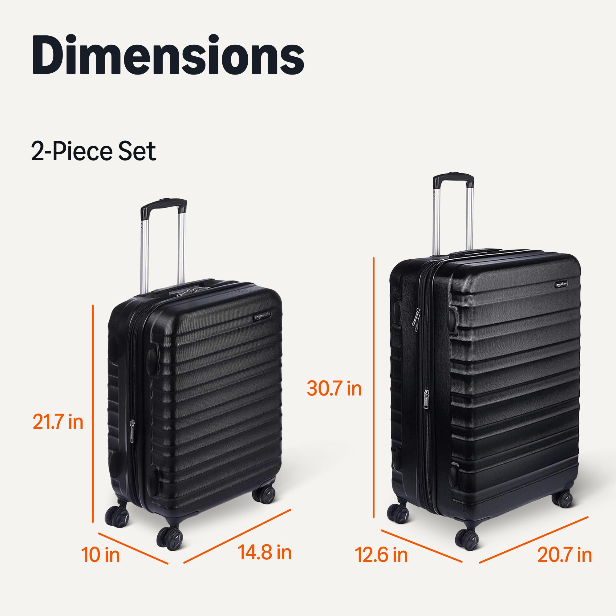 Amazon Basics 2-Piece Hardside Luggage Set (21" Carry-on, 30"), Expandable Suitcases with Spinner Wheels, Scratch-Resistant Surface, Black view 6