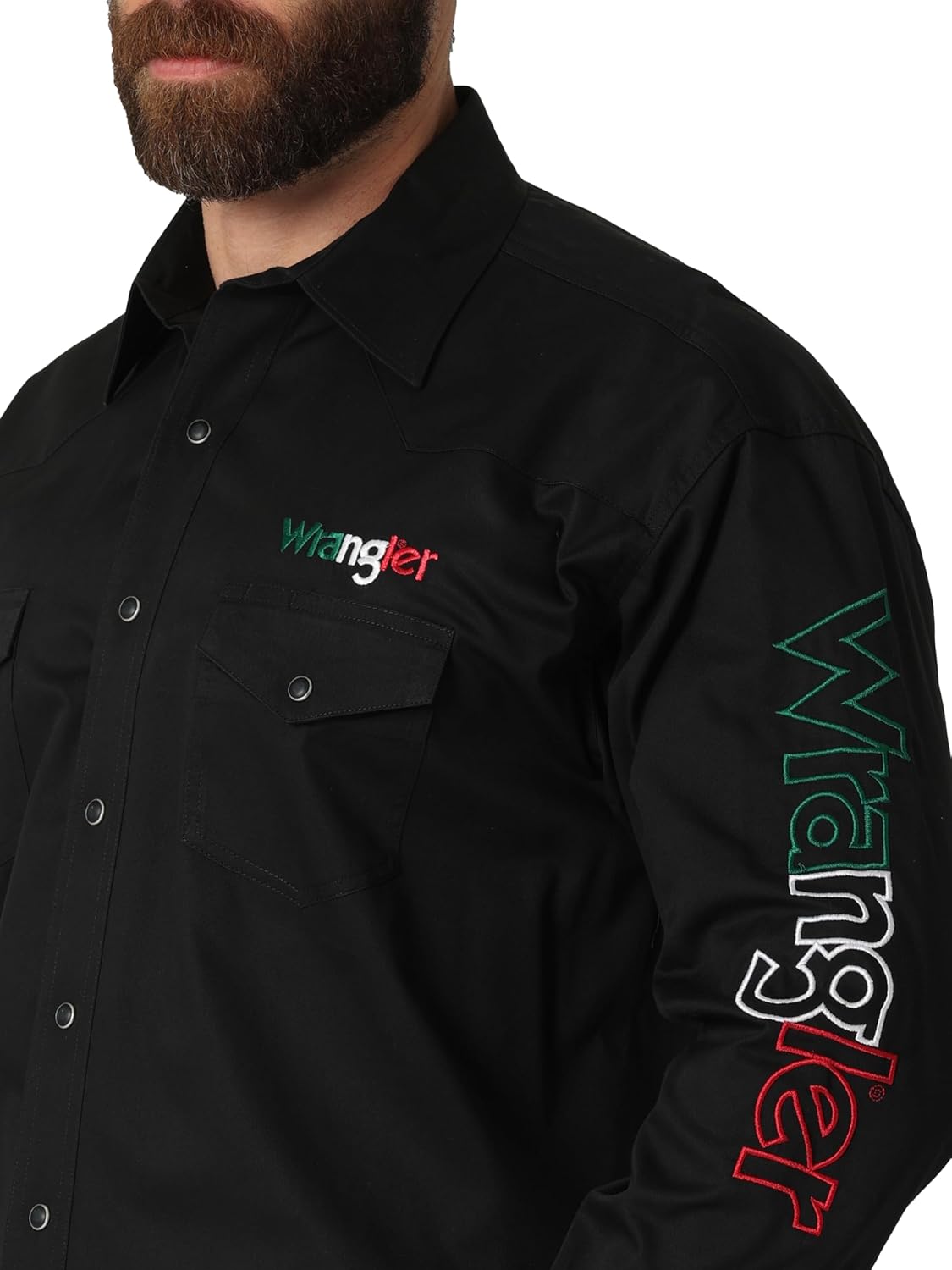 Wrangler Men's Mexico Logo Black Long Sleeve Shirt