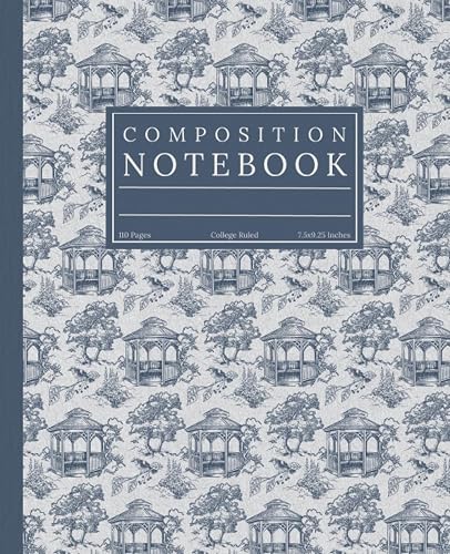 Composition Notebook, College Ruled – Vintage Toile de Jouy Design: Charming 18th Century French Rococo Aesthetic Journal
