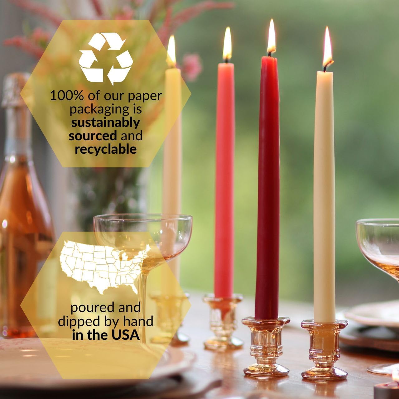 Big Dipper Wax Works Red Hand-Dipped Beeswax Taper Candles – 12” x 7/8”, 2-Pack, 100% Pure Beeswax, Long Burning, Clean, Cotton Wick, Handmade in USA, Home Décor & Wedding Candles - Image 4