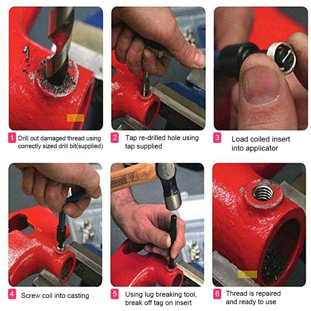 NDNCZDHC 25PCS Helicoil Thread Repair Kit, M8 Thread Repair Tool with Drill Bit, 20 Screw Socket, Thread Repair Installation Kit with Carry Case