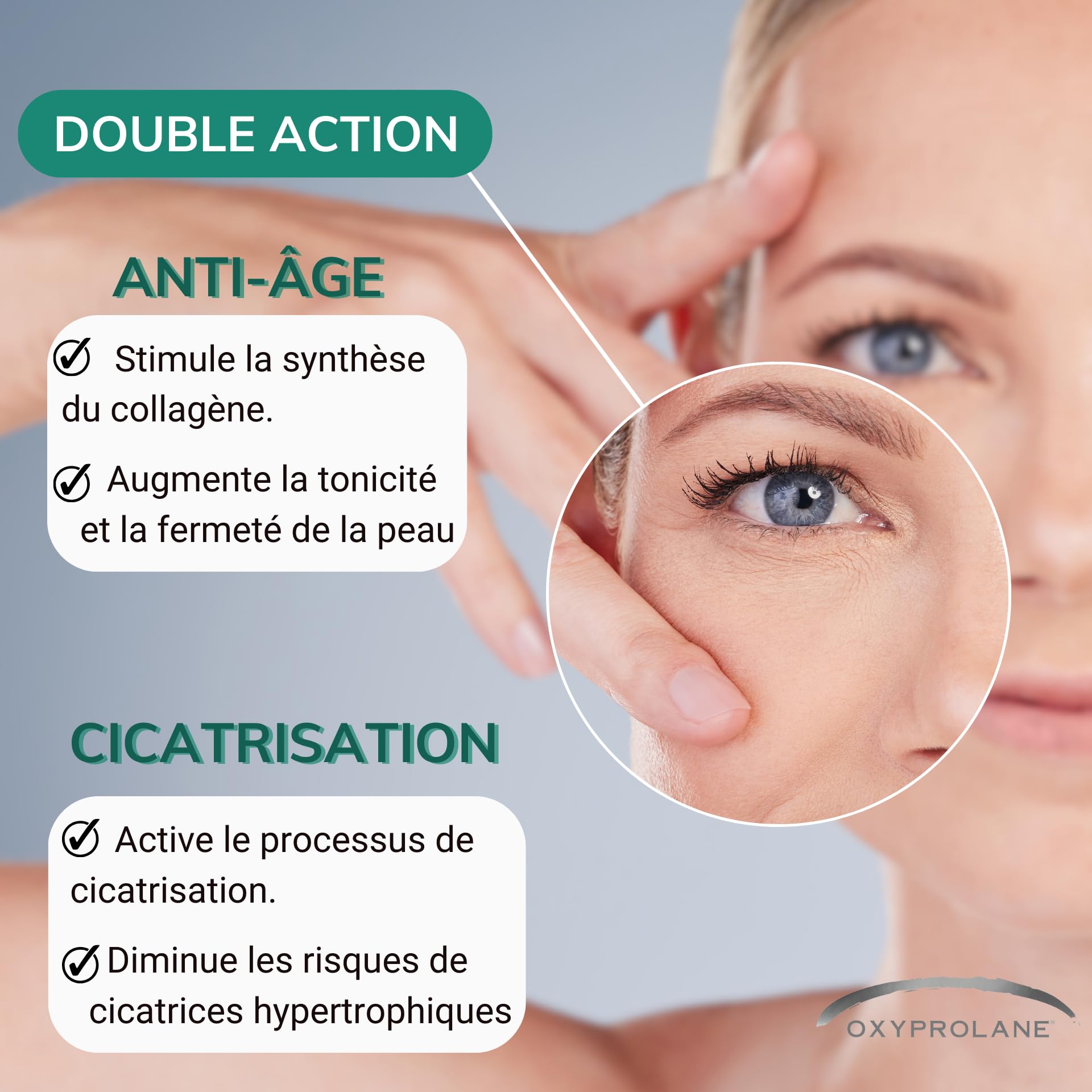 Oxyprolane® Dermic • Complément Alimentaire Anti-âge et Cicatrisant • Cure 1 mois / 60 gélules (2/j) • + 30% de synthèse du collagène en 3j • Fabriqué en France