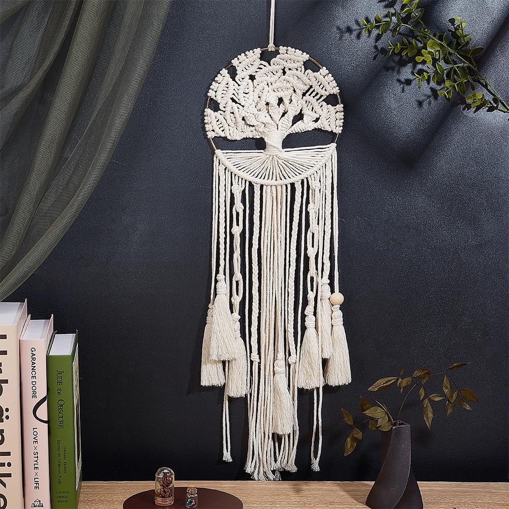 INFUNLY Tree of Life Macrame Wall Hanging Dream Catcher Macrame Kits Large Handmade Macrame Wall Hanging Decoration Boho Decor Family Gift for Living