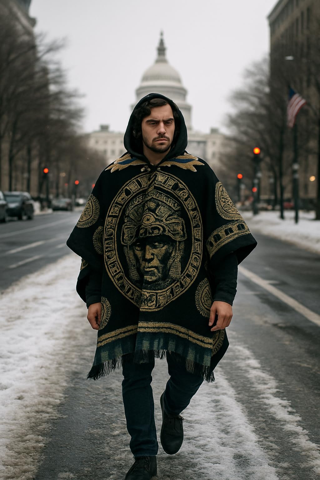 Gamboa Alpaka Wolle Poncho Herren Decke Ponchos Kapuze Cape Pancho Männer Mexikanischer Wollponcho Winter Cowboy Hippie Jacke