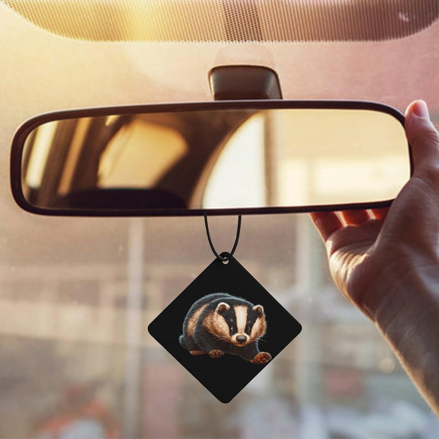 Funny Badgeres Car Air Freshener Hanging Aromatherapy Tablets for Car Accessories Rhombus