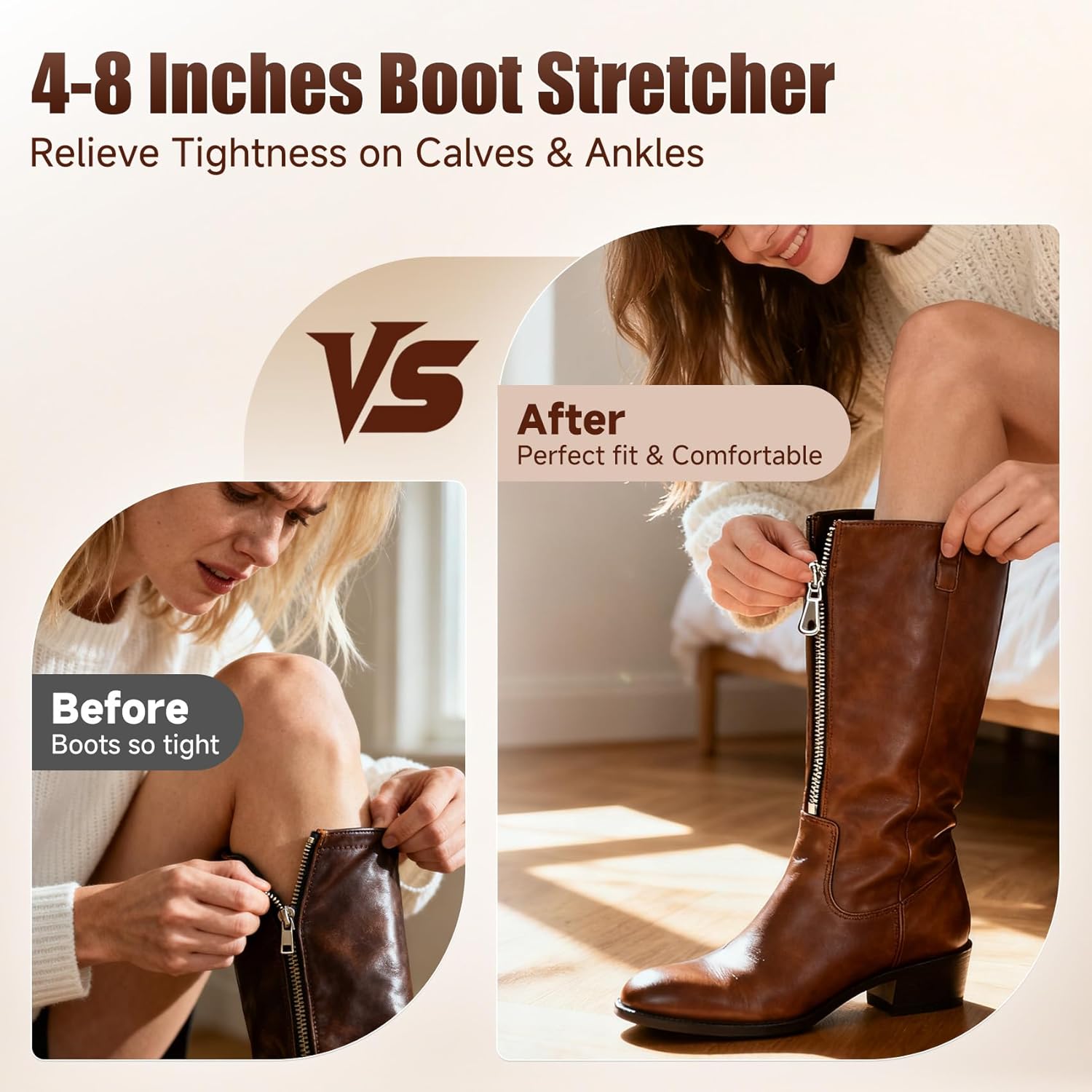 Boot Calf & Shaft Stretcher, Cast Aluminium Shoe Sretchers for Cowboy, High, Leather & Work Boots, Relieves Boot Tightness on Ankle & Calf