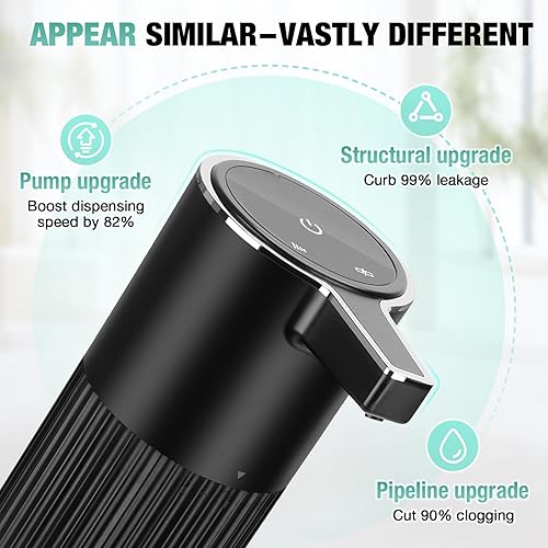 Miniatura 2 de Paquete de 2 dispensadores automáticos de jabón plástico de 14 onzas  Espuma de montaje en pared ajustable de 4 niveles de espuma negra recargable