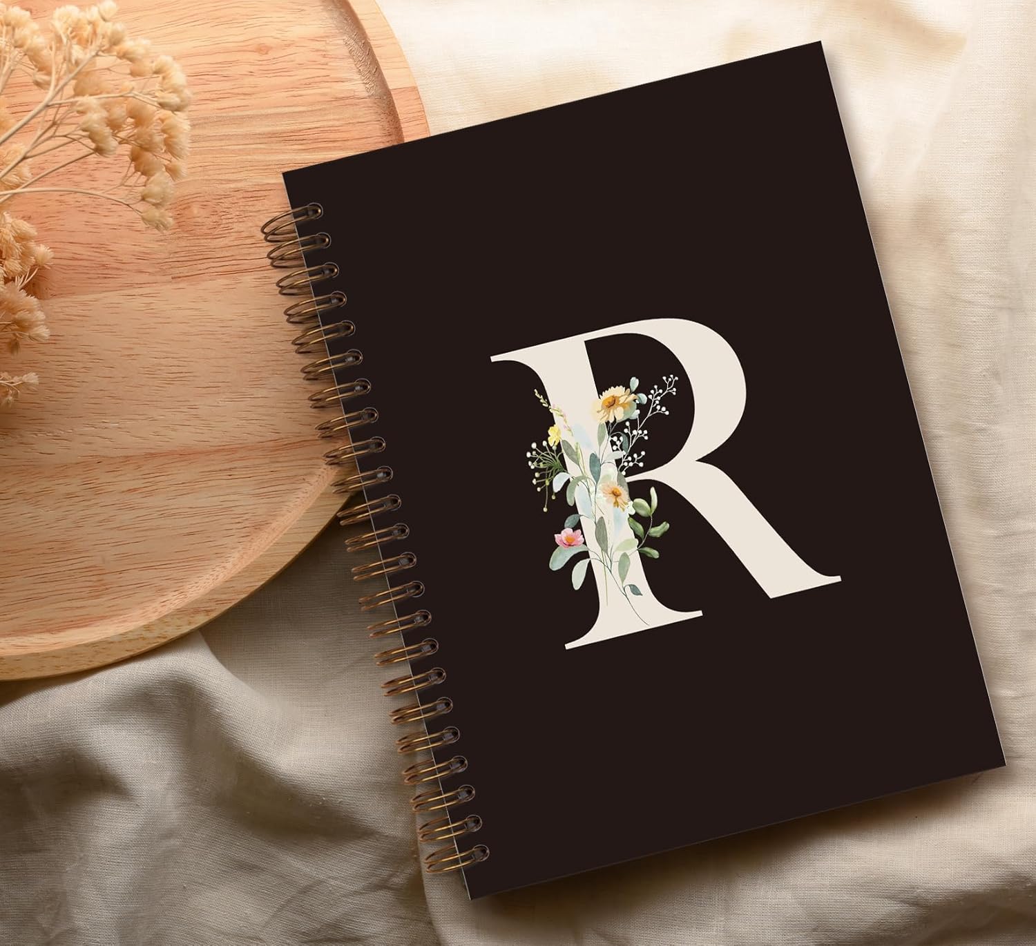 Trendy Personalized Journal Hardcover Spiral Notebook,Black Initial Letter R Notebook,Monogrammed Gifts for Women Teen Girl,College Ruled Hardcover Spiral Notebook 5.5 x 8.3 - Image 5