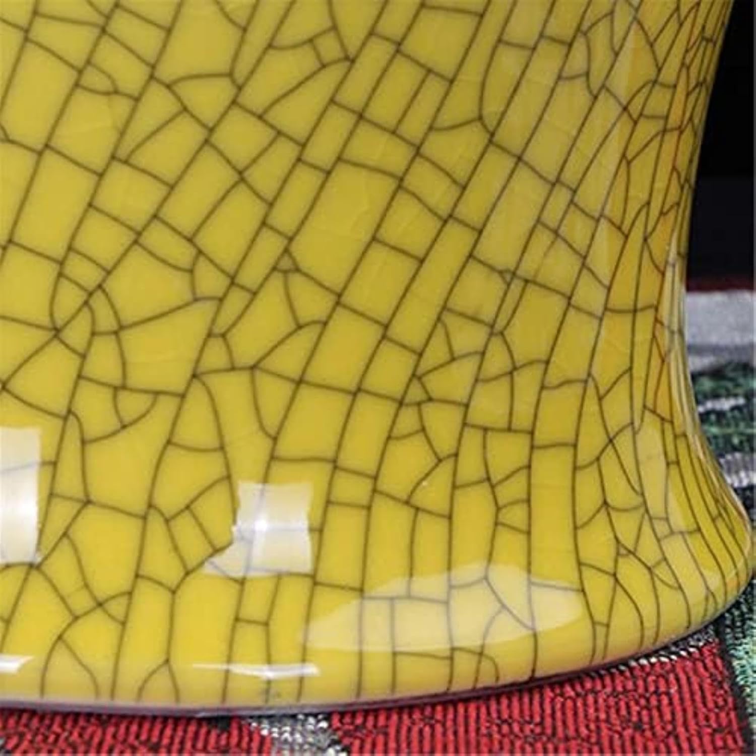 XENITE Ceramic Jars,Tea Jar,Chinese Style Storage Jars,Yellow Ginger Jars Vase with Lid Ceramic Jar Porcelain Vase Decorative Jars for Home Decor (Size : Height 17.3 inches) (Color : Yellow)