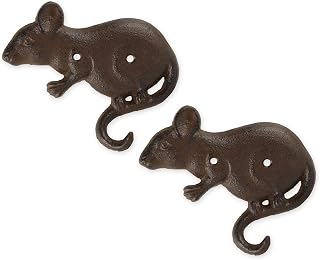 DII Cast Iron Collection Decorative Wall Hook Set, Mouse, 2 Count