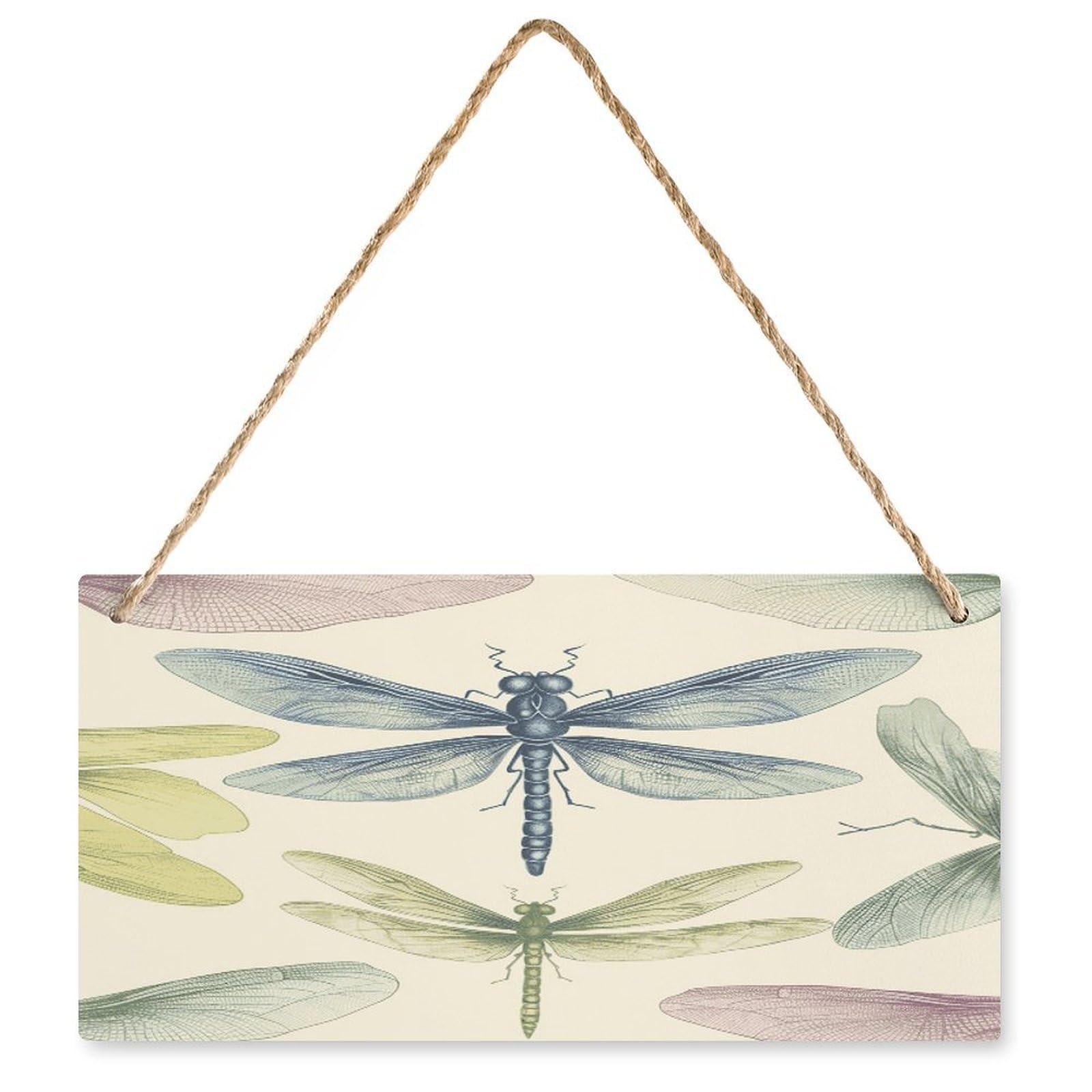 Fodpand Style Dragonfly Drawing Wall Art Wooden Hanging Sign Decor, Artwork For Wall Decoration, Funny Plaque For Bedroom Kitchen Living Room Home Decoration 9.8 X 4.9 Inch