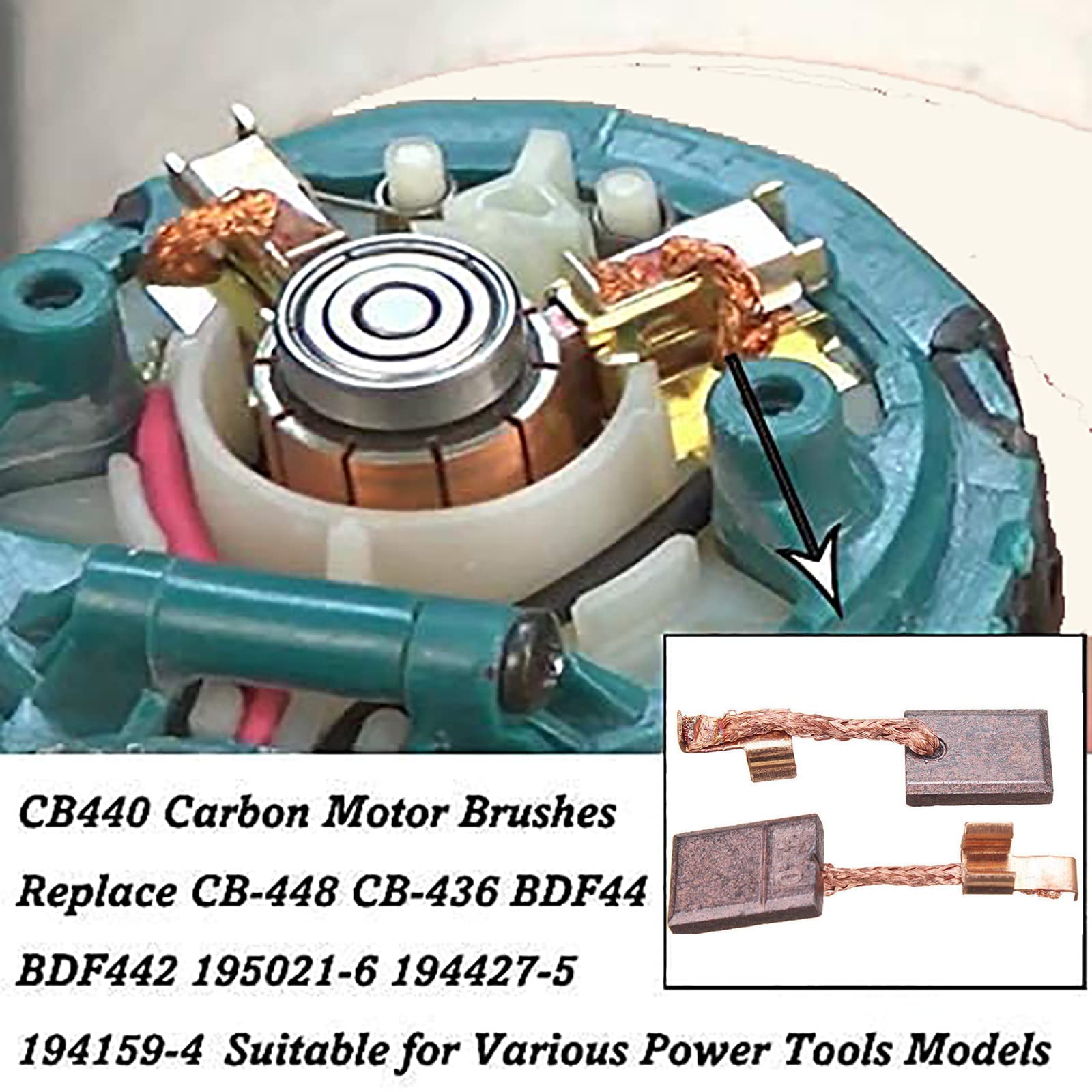 Makita 14.4V 18V Cb-440 Brosse de Charbon 10 Pièces pour Perceuse Meuleuse