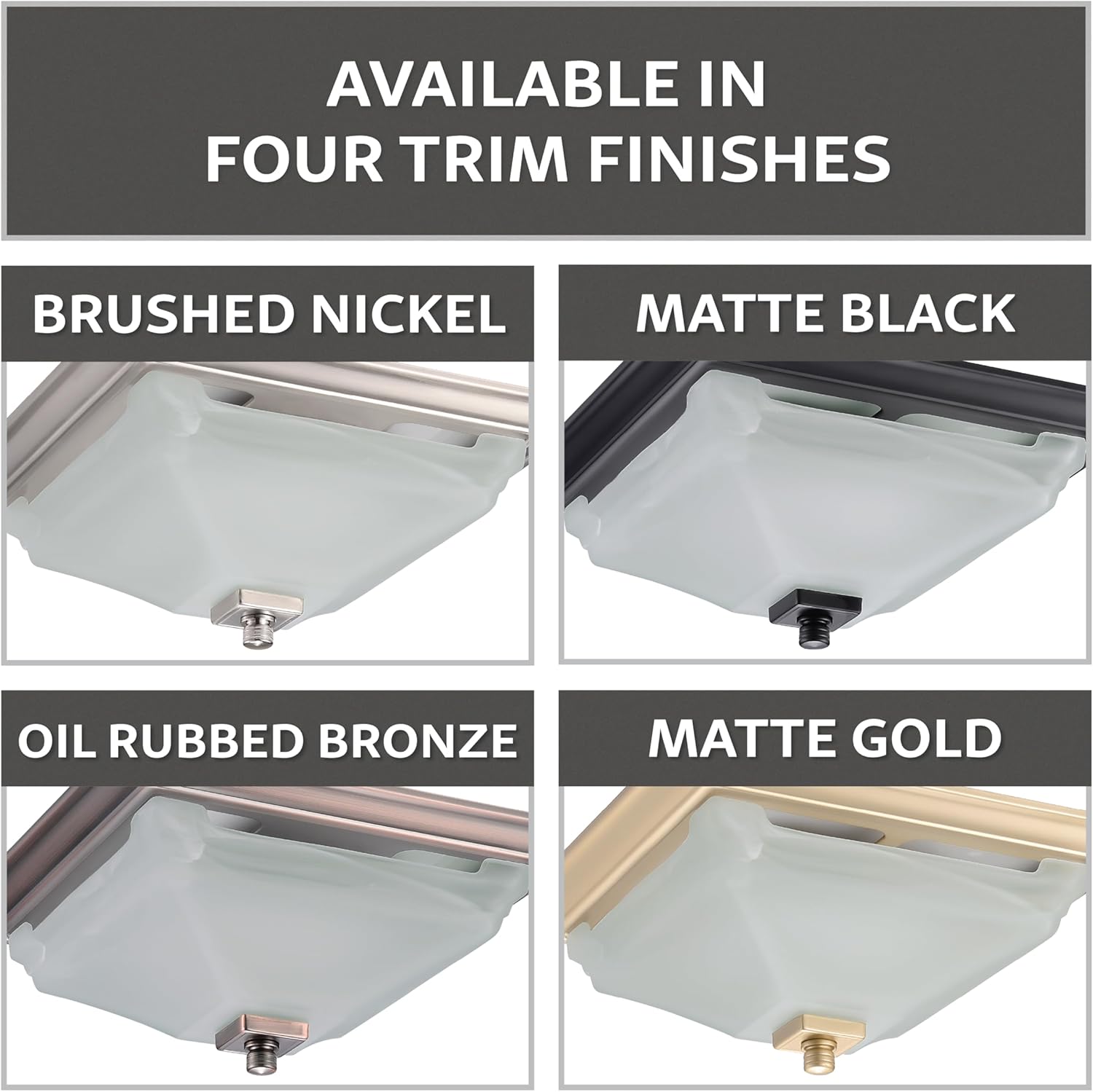 Decorative Square Matte Black 110CFM Bath Fan w/Integrated LED Light and Glass Globe