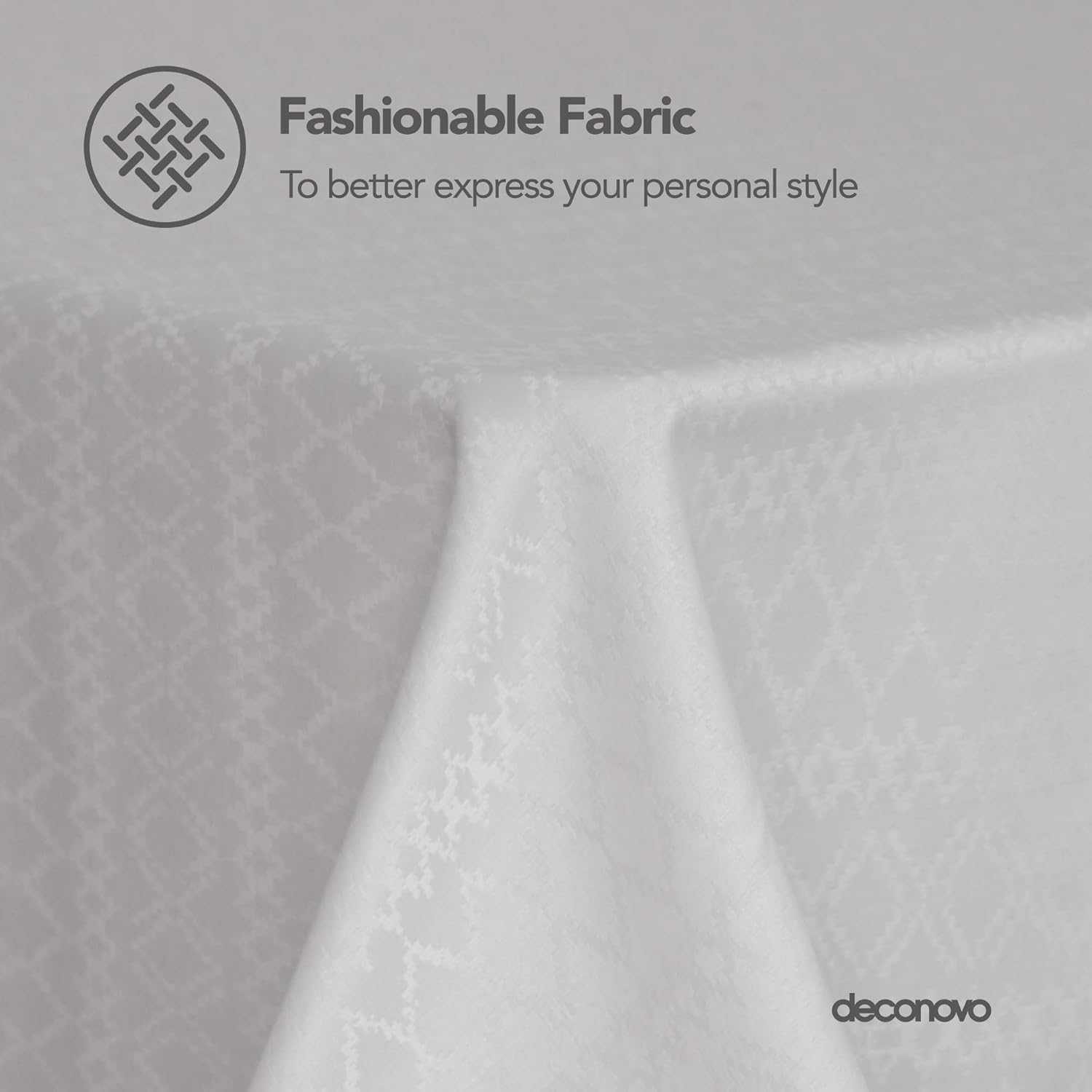 Weekly Top Sale Deconovo Decorative Jacquard Tablecloth with Diamond Patterns Wrinkle and Water Resistant Spill-Proof Rectangle Tablecloths for Wedding Decoration 60 x 102 inch White