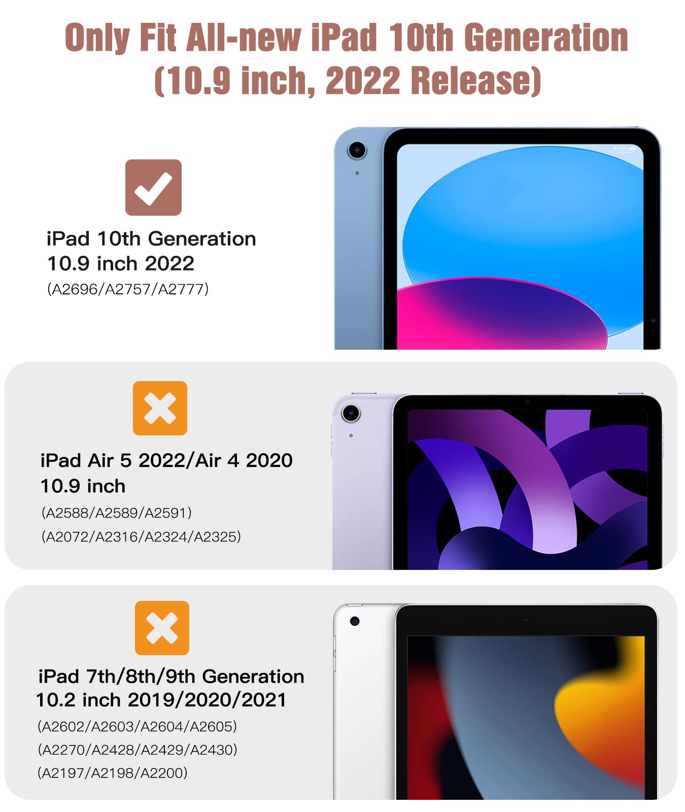 TiMOVO Custodia per Tablet Compatibile con iPad 10 Generazione 10,9" 2022, iPad 10 Cover con Retro in PC Rigido Semi-Trasparente, Funzione di Auto Sveglia/Sonno, Oro Rosa