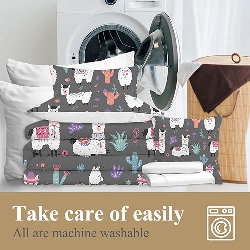 Miniatura 69 de Juego de cama individual de 8 piezas con edredón y sábanas en una bolsa para niños y niñas en una bolsa - Linda ropa de cama de animales de granja