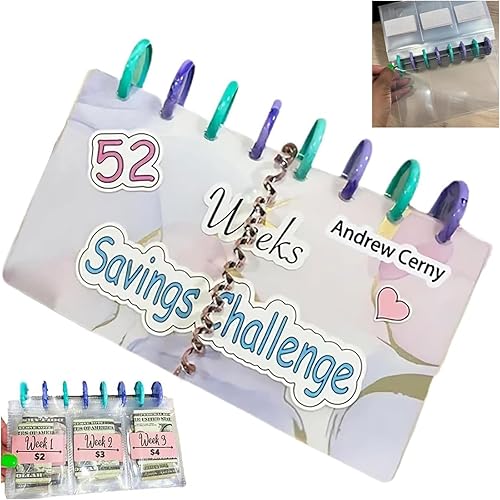 Miniatura 1 de Carpeta de ahorros l Desafío de ahorro de 52 semanas  Carpeta de presupuesto de ahorro de dinero 2023, cubierta esmerilada, organizador de dinero en
