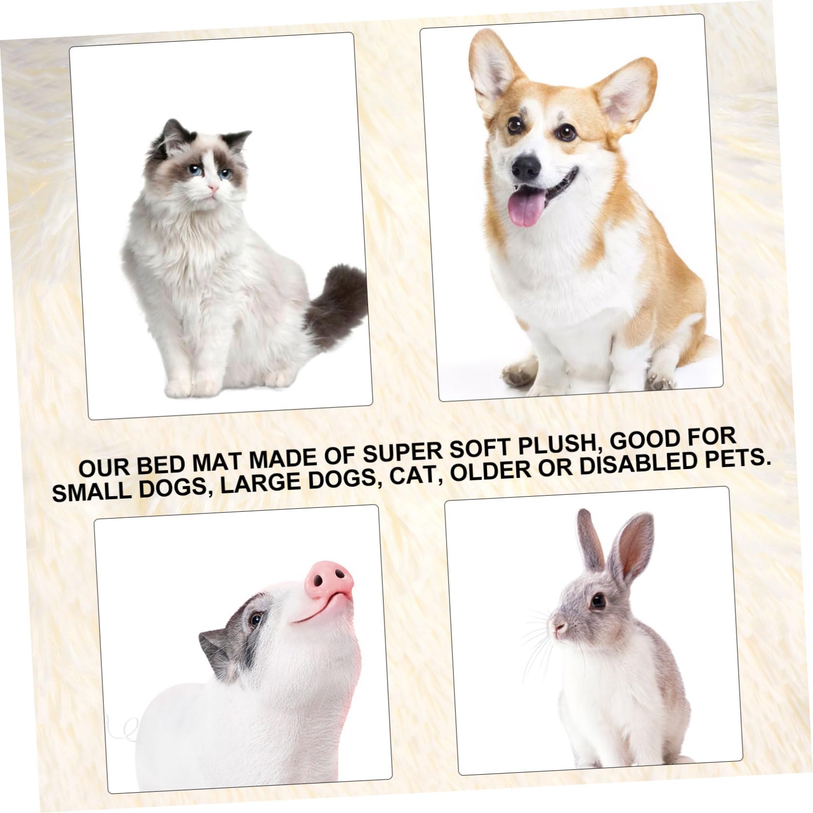 FRCOLOR Coperta per Animali in Peluche, Doppio Strato Caldo e Confortevole | Bianco, Tessuto Lana Artificiale, per Cani e Altri Pet, Adatta a Soggetti Anziani o Mobilità Ridotta