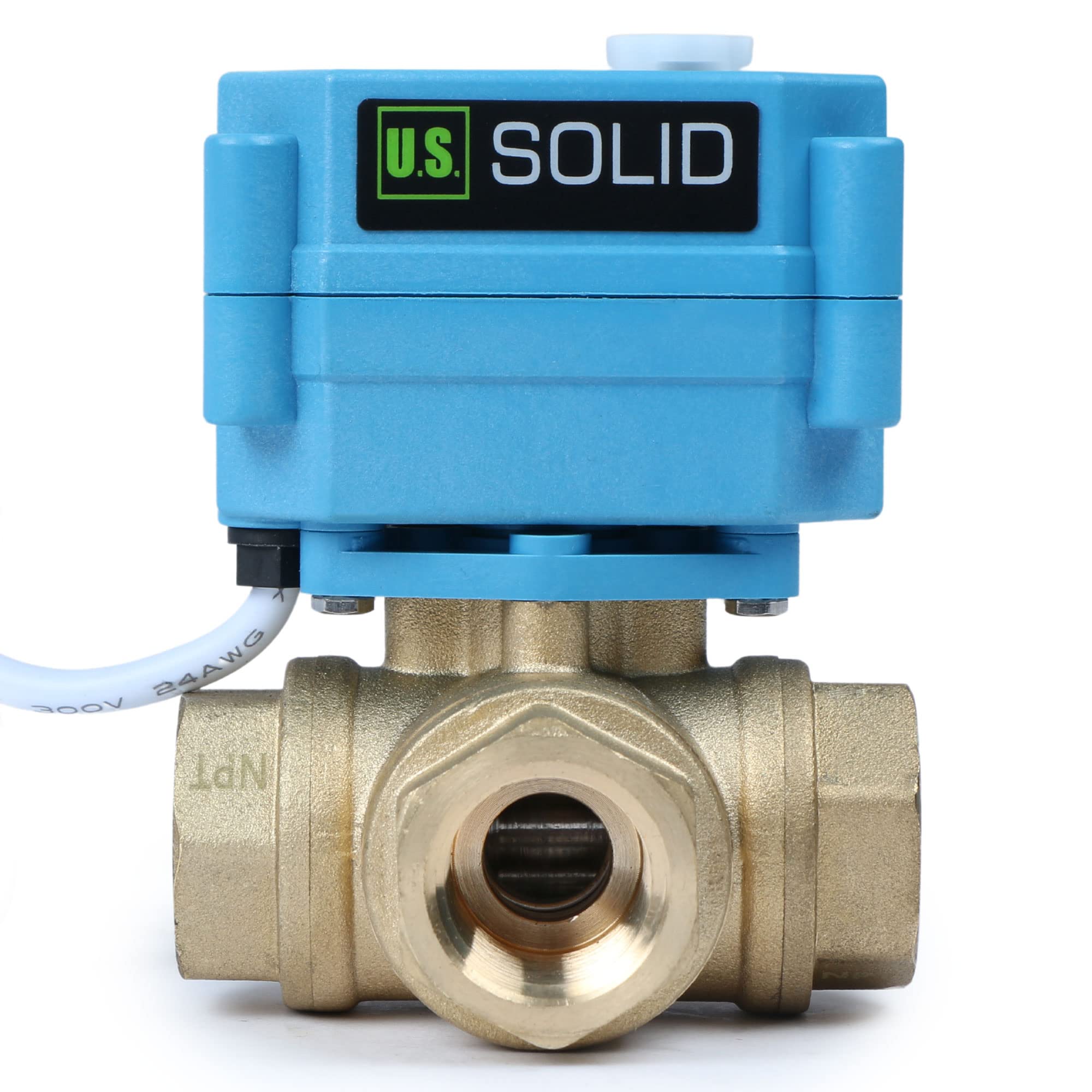 Robinet d'arrêt d'eau électrique type L vanne 3 voies motorisée laiton 1/2" AC110-230V