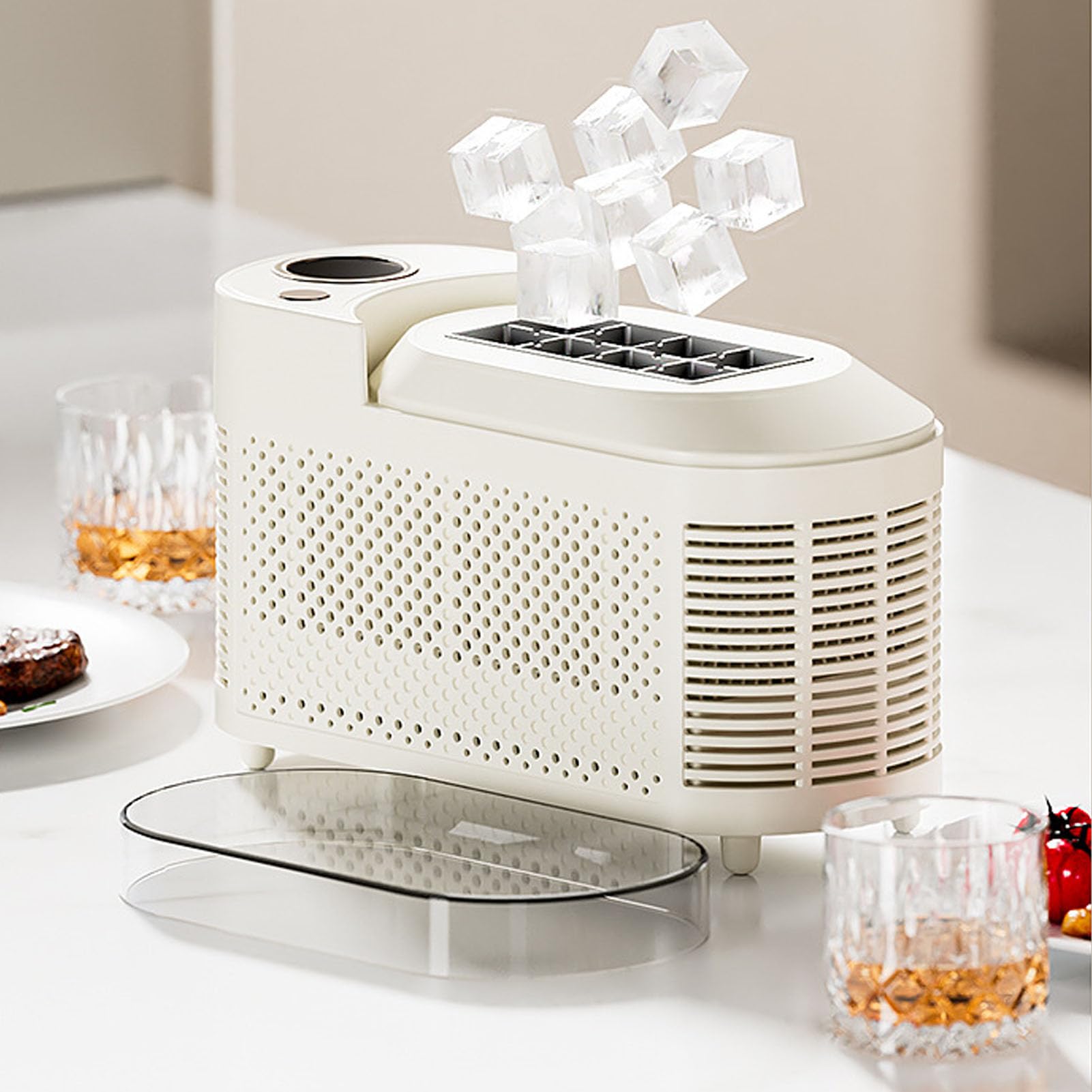 TOPINCN Máquina de Fabricante de Hielo de Encimera Portátil con Cable de Alimentación de Automóvil Aluminio 8 Cubos de Hielo Portátil para Acampar en Casa RV 120W (Enchufe de la UE)