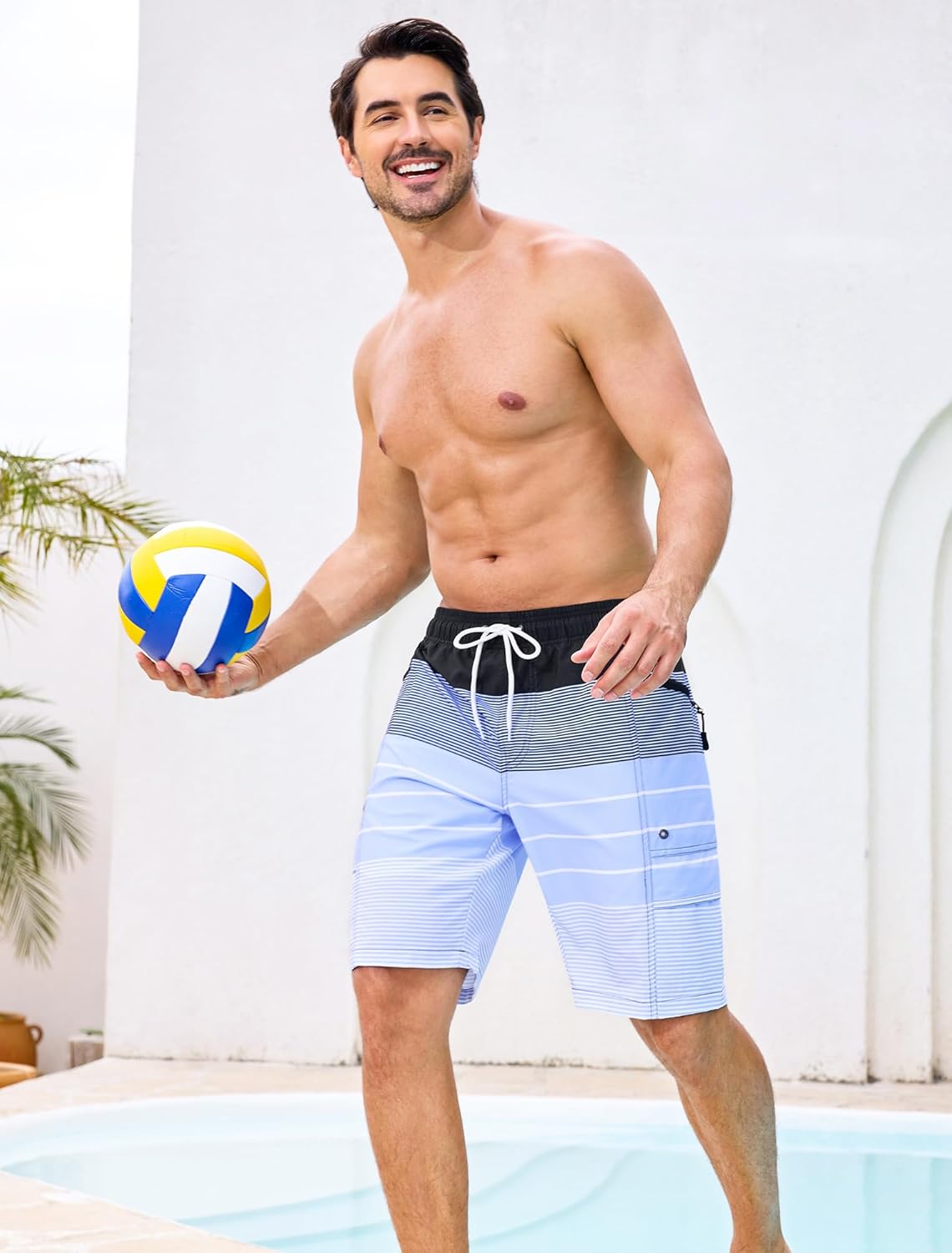 SILKWORLD Mens Swim Trunks with Compression Liner Quick Dry Bathing Suit 9" Swimming Beach Shorts with Zipper Pockets - Image 5