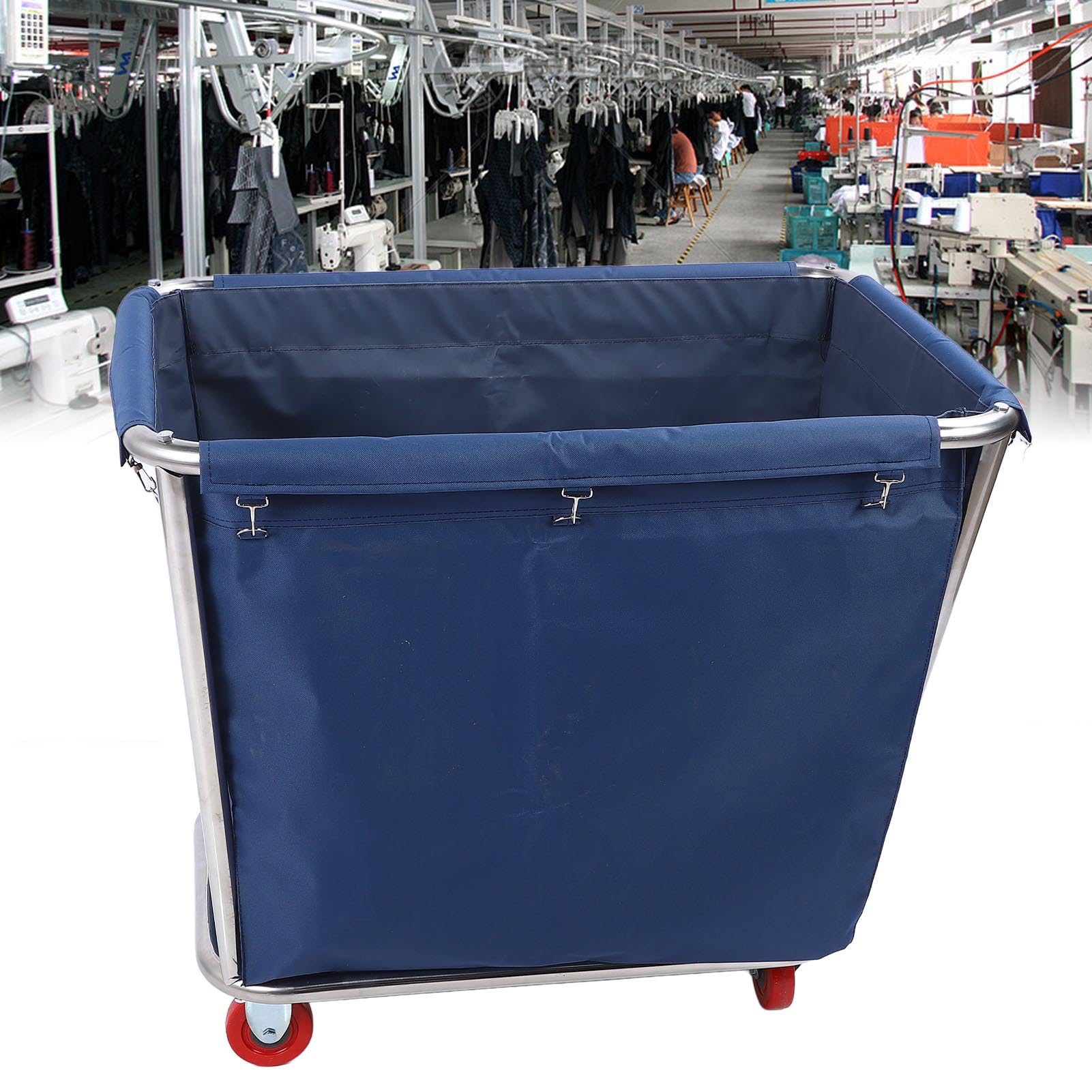 Carrello per Bucato Commerciale in Acciaio Inossidabile, con Ruote Flessibili, per Hotel e Lavanderie