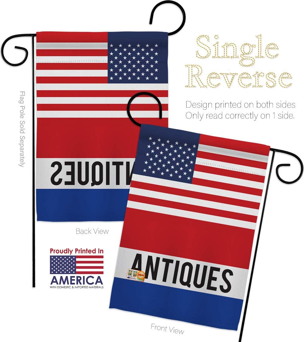 US Antiques Garden Flags Pack Novelty Merchant Open Sale Store Retail Business Advertisement Promotion USA Vintage Applique Small Decorative Gift Yard House Banner Made In 13 X 18.5