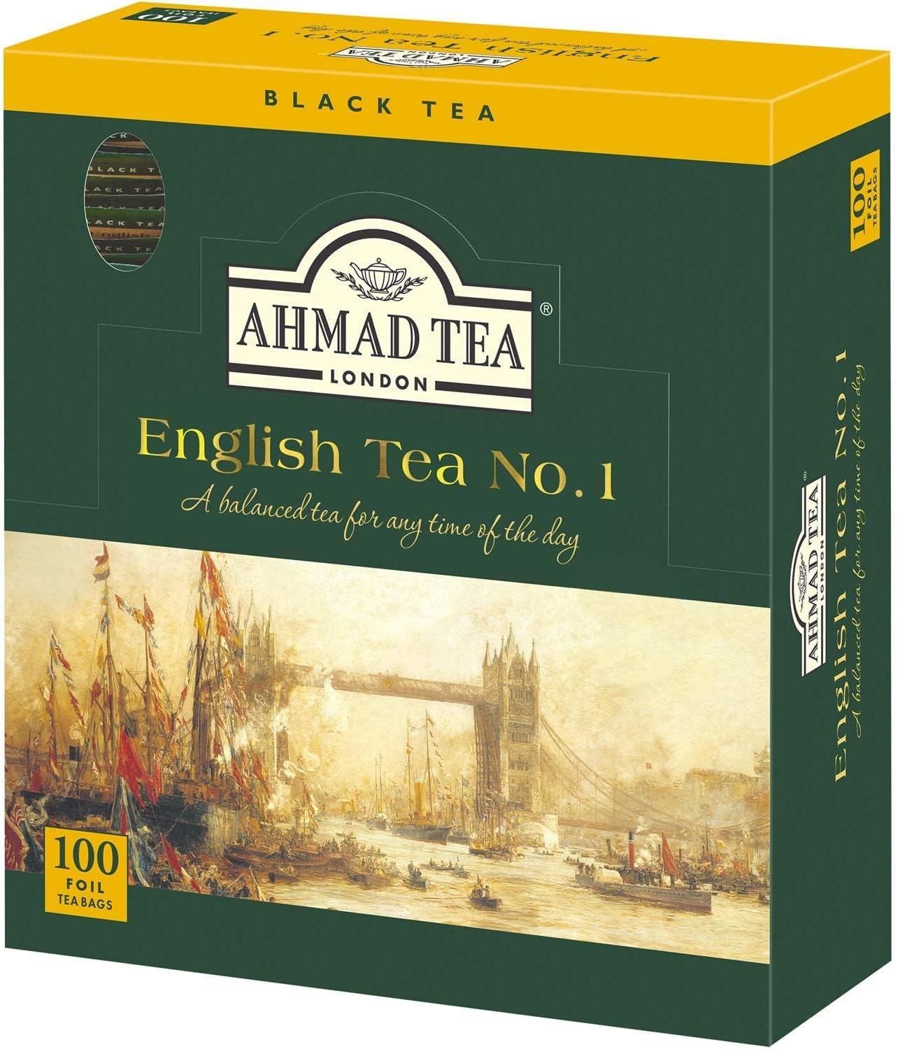 Ahmad Tea English Tea No.1 Enveloped Teabag, 100 Count