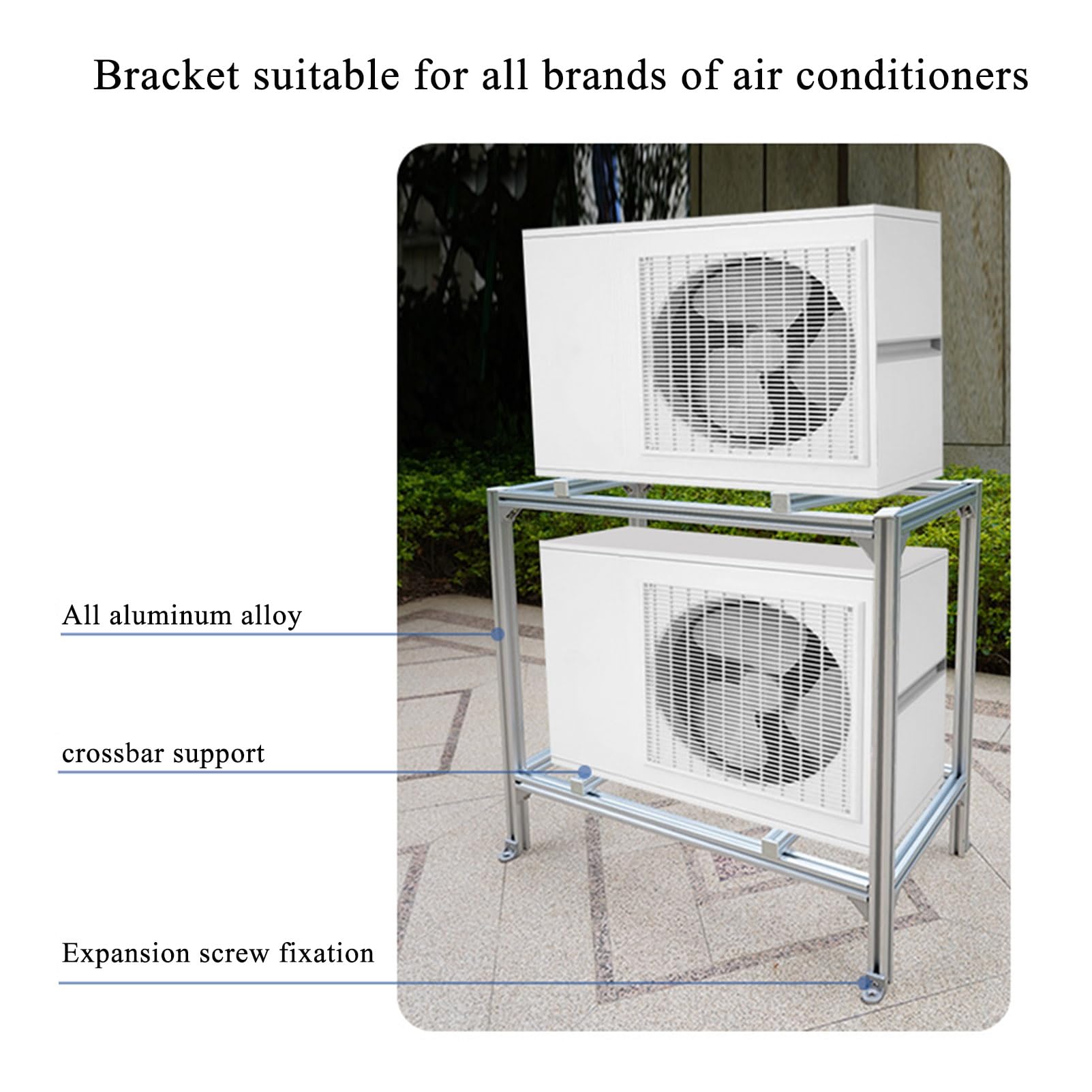 Soporte de Aire Acondicionado Soporte de Suelo de Doble Capa,Soporte de Tierra de Soporte de Condensador de Alta Resistencia para Mini acondicionador,Base de Bomba de Calor con absorción de Impactos