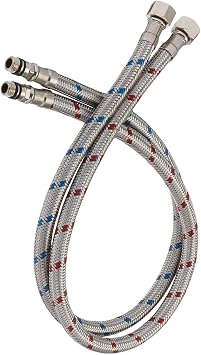 40-Inch Long Bathroom Kitchen Faucet Connector Braided Supply Hose 3/8-Inch Female Compression Stainless Steel Sink Faucet Connection Thread x M10 Male Connector x 2 Pcs 1 Pair by Homevacious