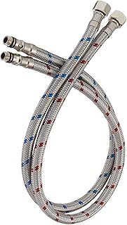 Homevacious 16-Inch Long Bathroom Kitchen Faucet Connector Braided Supply Hose 3/8-Inch Female Compression Stainless Steel Sink Faucet Connection Thread x M10 Male Connector x 2 Pcs (1 Pair)