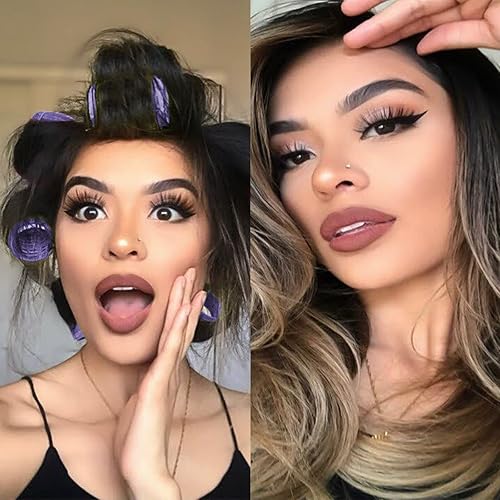 Miniatura 4 de Paquete de 4 rulos de pelo autoadherentes, rizadores de cabello sin calor, rodillos de velcro para peinar y electrodomésticos con bolsa de