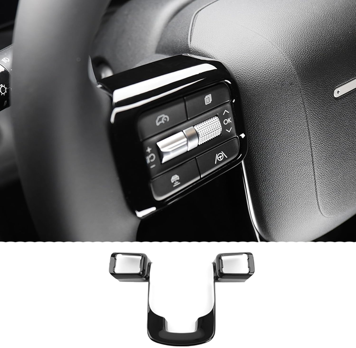 Car Steering Wheel Button Frame Cover Compatible with Hyundai Palisade 2026, Wheel Button Panel Protection Frame Molding Trim Interior Decoration Sticker Steering Wheel Accessories-Wood