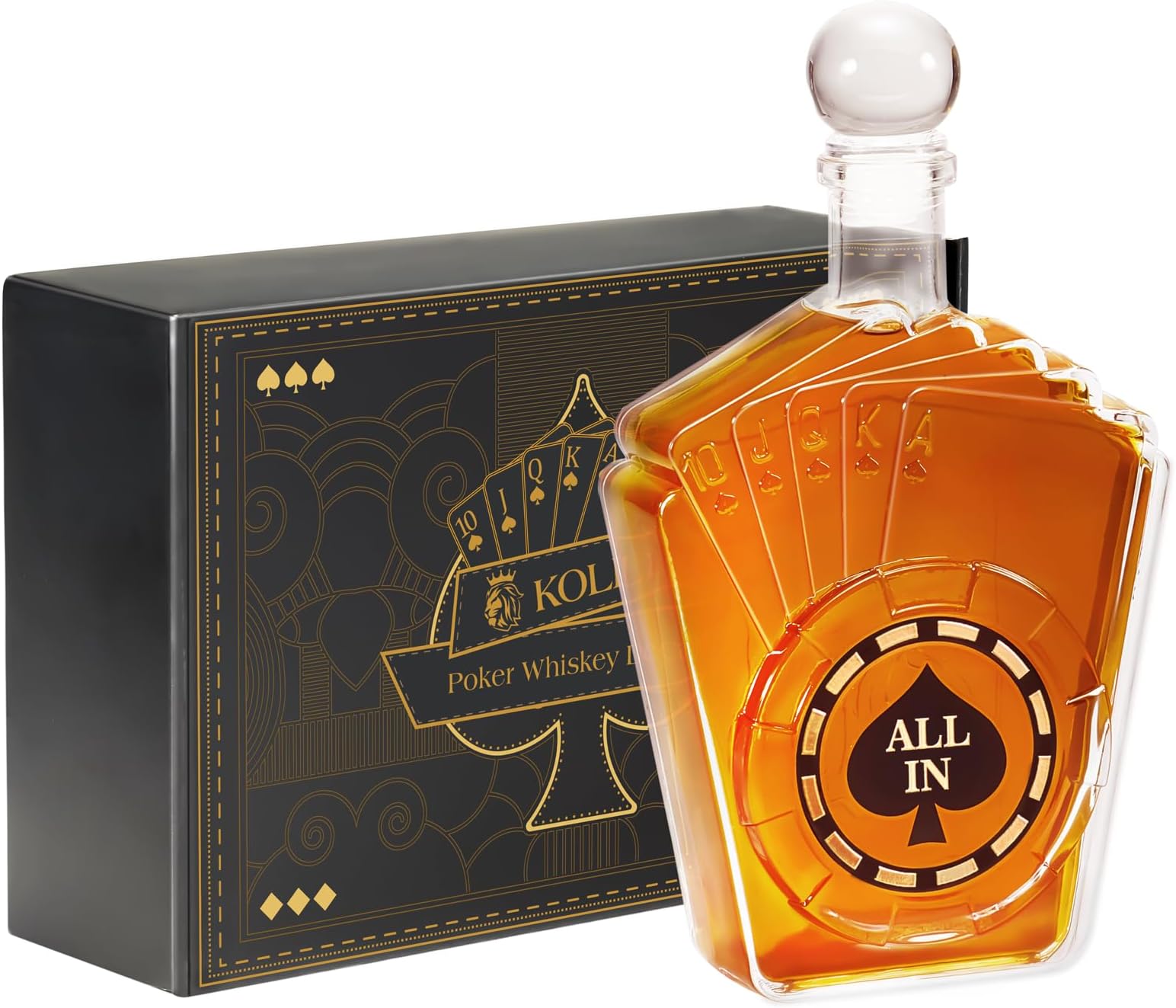 KolleaBirthday Gifts for Men Dad, Poker Whiskey Decanter Set for Men, Casino Style Liquor Decanter, Funny Gift for Him Boyfriend Brother, Liquor Dispenser for Bar, Anniversary, Father‘s Day Stuff
