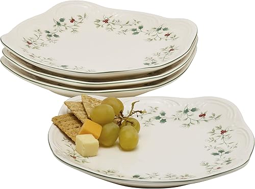 Miniatura 3 de Pfaltzgraff Winterberry - Platos cuadrados para ensalada, juego de 4, 8 pulgadas, multicolor