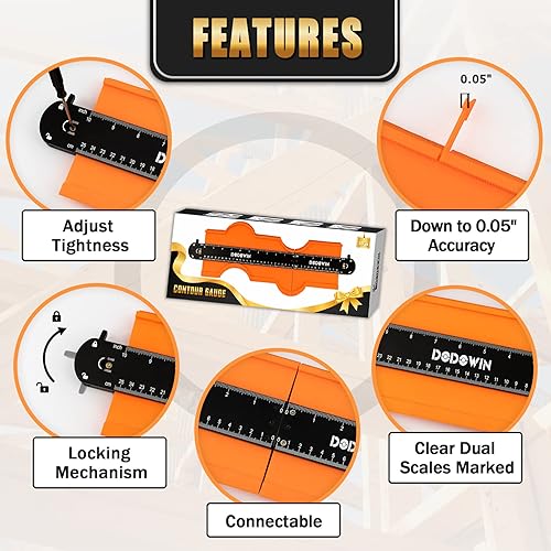 Miniatura 4 de DODOWIN Medidor de contorno conectable, 3 tamaños, regalos para hombres, para papá, marido, abuelo, novio, herramientas duplicadoras de perfil para