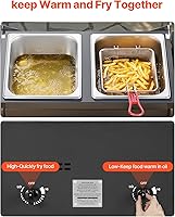 Vista 3 de VEVOR Freidora de propano para exteriores, freidora comercial de doble quemador, cocina de acero inoxidable de 16 cuartos de galón con cestas