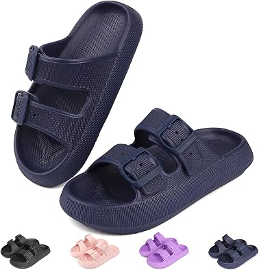 Kids Cloud Buckle SlidesBoys Girls Slip On SandalsYouth Adjustable Flip FlopsEVA Summer Slippers Beach Pool Shower Shoes12 Little Kids - 7 Big Kids