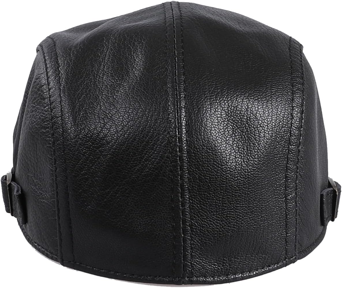 Genuine Leather Newsboy Cap for Men Ivy Flat Cabbie Beret Hats