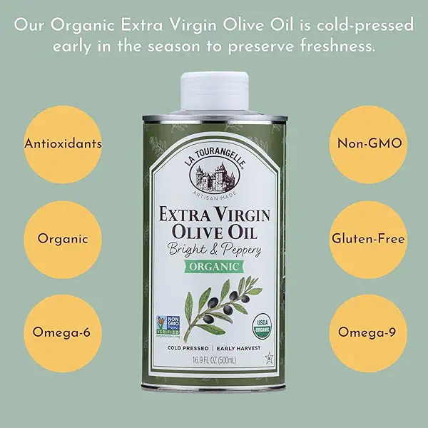 La Tourangelle, Organic Extra Virgin Olive Oil, Cold-Pressed EVOO from Spain, 25.4 Fl Oz – Spanish Olive Oil with Polyphenols for Cooking, Drizzling, Marinades, and Dipping, Rich Flavor 4