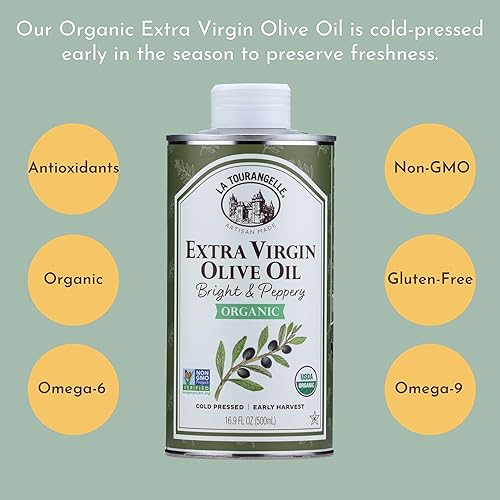 Miniatura 3 de La Tourangelle aceite de oliva orgánico extravirgen aceitunas picuales de España prensadas en frío con gran poder antioxidante 169onzas líquidas